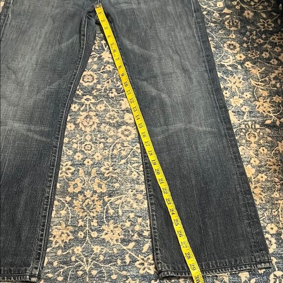 7 For All Mankind Men's Blue Factory Distressed Bootcut Denim Jeans - Picture 8 of 11